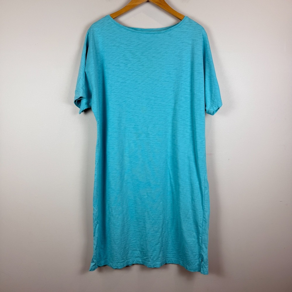 J.Jill T-Shirt Dress Women's M Turquoise Blue Cotton Summer Athleisure Comfort